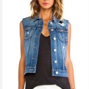 Greywire New York biker distressed denim vest